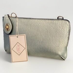 JEN & CO. Riley Vegan Leather Small Crossbody Bag Wristlet Wallet Clutch Teal